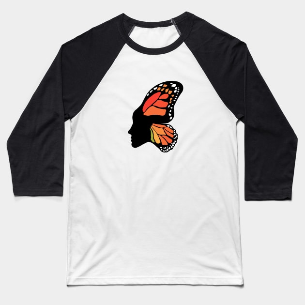 Butterfly Girl Baseball T-Shirt by DarkoRikalo86